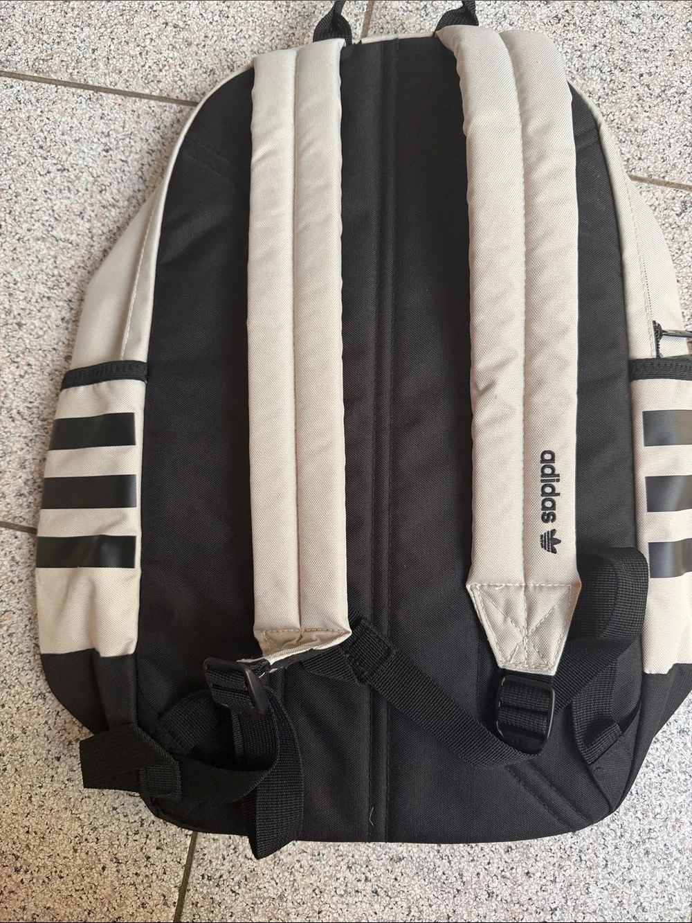 adidas Two-Tone Beige and Black Trefoil Backpack